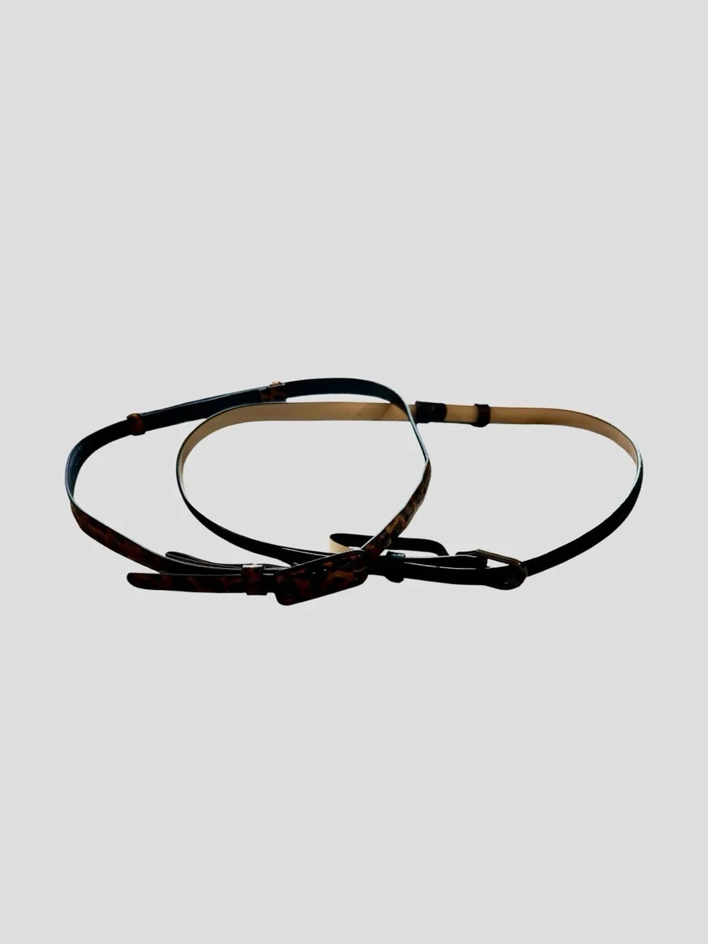 THE LIMITED Set Of Two Size Small Skinny Belts Leopard & Black